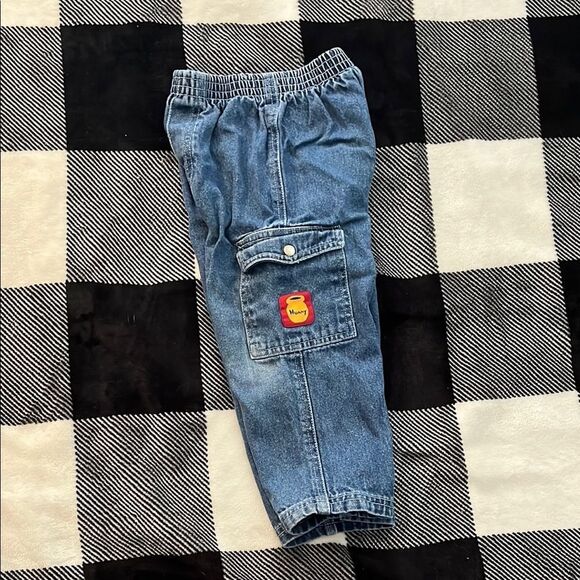 Disney Winnie the Pooh Denim Cargo Pants with Patch - Picture 1 of 2
